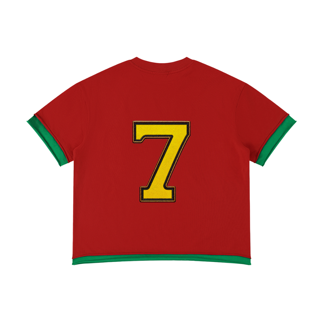 Oversized vintage football jersey Portugal red and green with number 7 Back