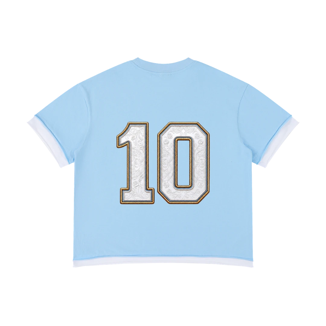 Argentina retro soccer jersey tee — back, number 10 printed centered on the back