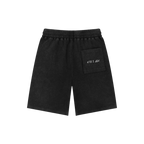 Black mamba snow wash shorts — back, "till i die" script embroidered on the back pocket