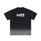Black ombre graphic tee — back, brand's tonal "20??" print
