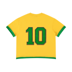 Brazil retro soccer jersey tee — back, number 10 printed centered on the back