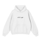 Cloud white graphic hoodie — front, tonal "till i die" script on the chest