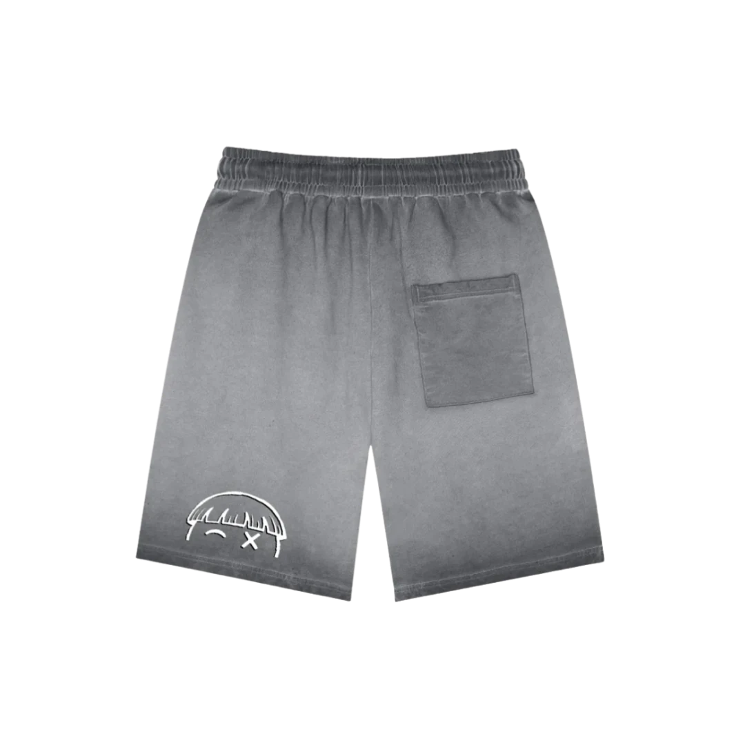 Dust gray cotton shorts — back, plain back with patch pocket