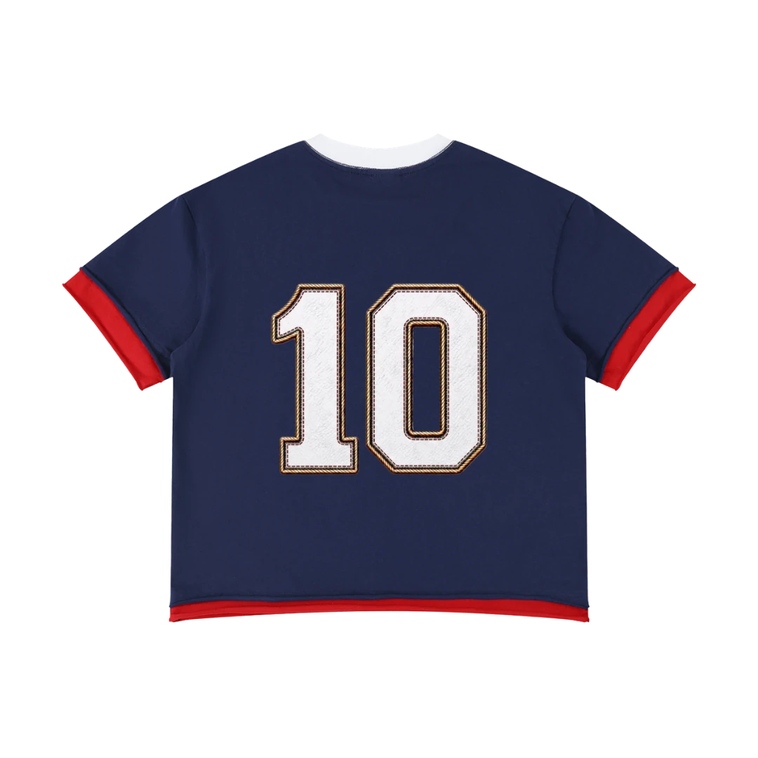 France retro soccer jersey tee — back, number 10 printed centered on the back