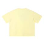 Lemon yellow drop shoulder tee — back, plain back