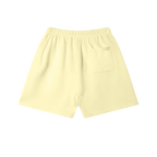Lemon yellow sweatshorts — back, plain back