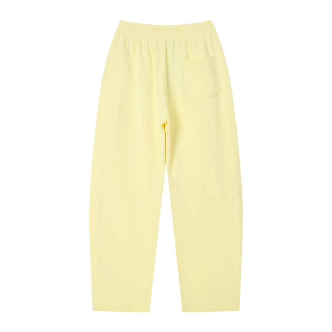 Lemon yellow wide-leg sweatpants — back, plain back