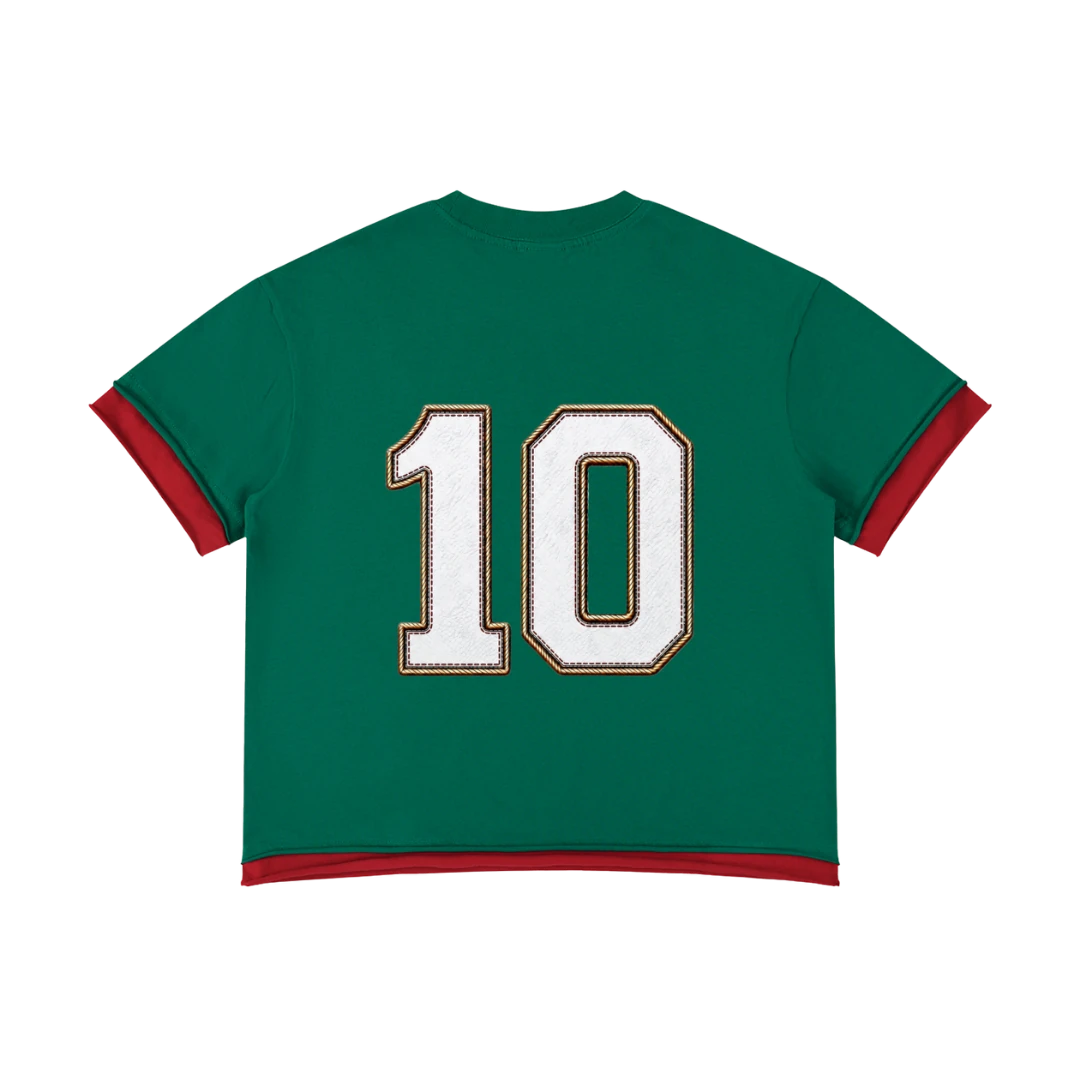 Mexico retro soccer jersey tee — back, number 10 printed centered on the back