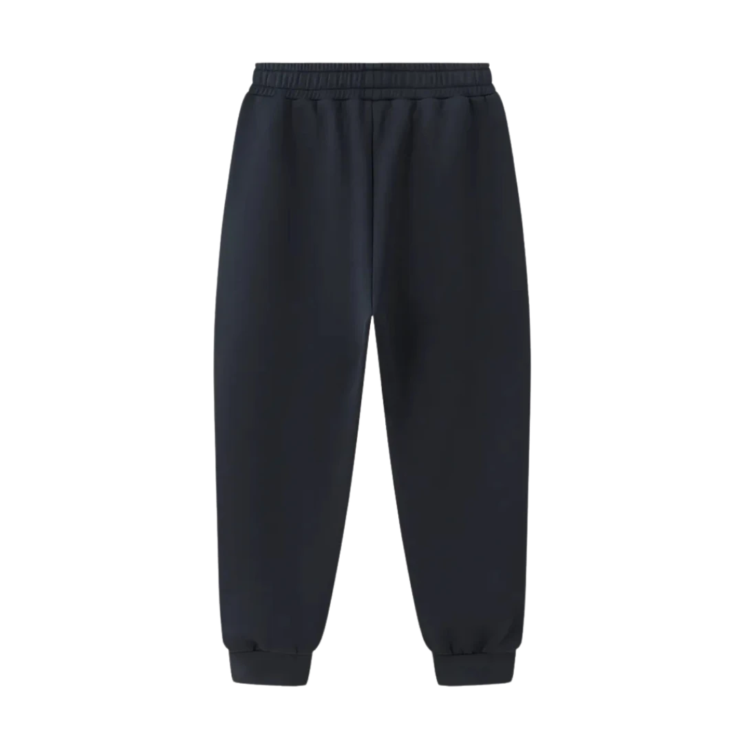 Navy graphic joggers — back, plain back