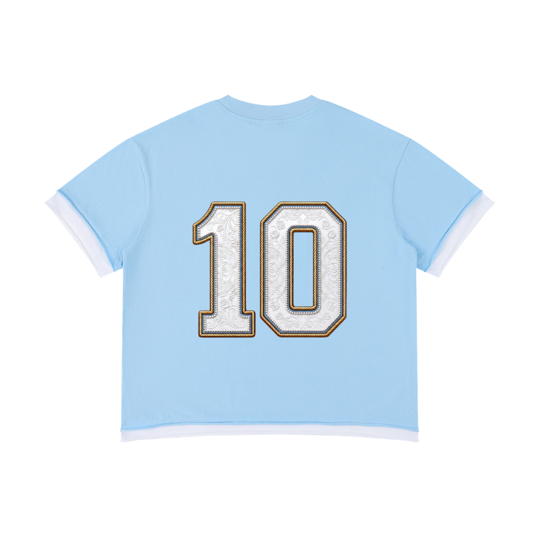 Oversized vintage football jersey in Argentina blue and white with number 10 Back