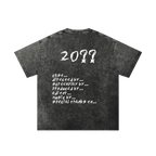 Phantom black final cut tee — back, full hand-scrawled movie credits roll