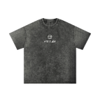 Phantom black final cut tee — front, PM smiley and "till i die" script on the chest