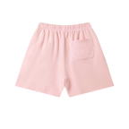 Pink cotton sweatshorts — back, plain back