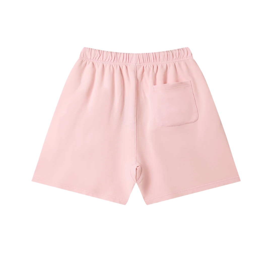 Pink cotton sweatshorts — back, plain back