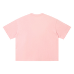 Pink drop shoulder tee — back, plain back