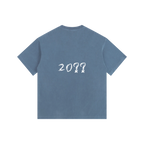 Royal blue graphic tee — back, brand's tonal "20??" print