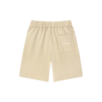 Safari sand snow wash shorts — back, "till i die" script embroidered on the back pocket