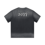 Storm black smiley tee — back, brand's tonal "20??" print