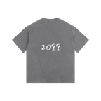 Washed gray graphic tee — back, brand's tonal "20??" print